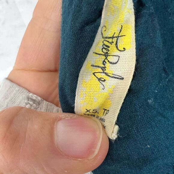 Free People Skipping Stones Blue Sleeveless Mini Dress XS Babydoll Style - Picture 7 of 8